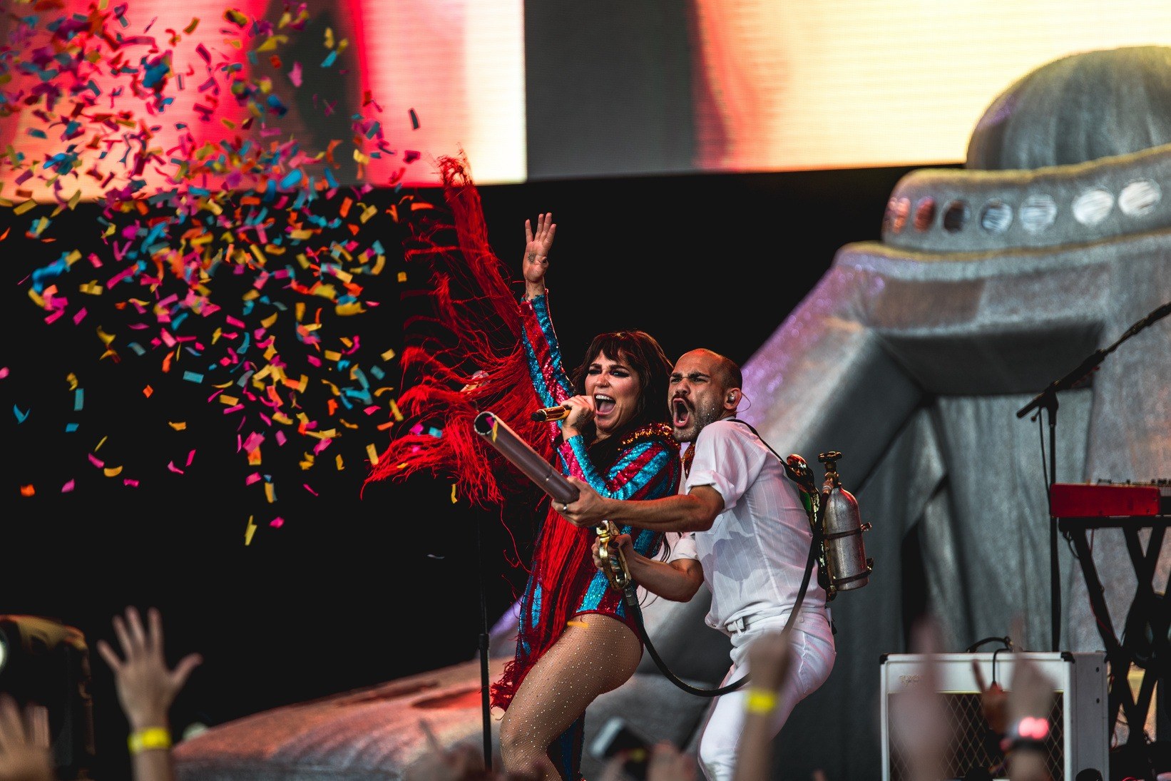 Kesha performing on the LOVELOUD main stage in 2019
